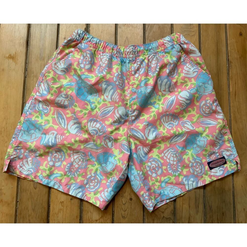 Vineyard Vines Mens 7" Chappy Swim Trunks Size M‎ Turtles Shells Beach Shorts